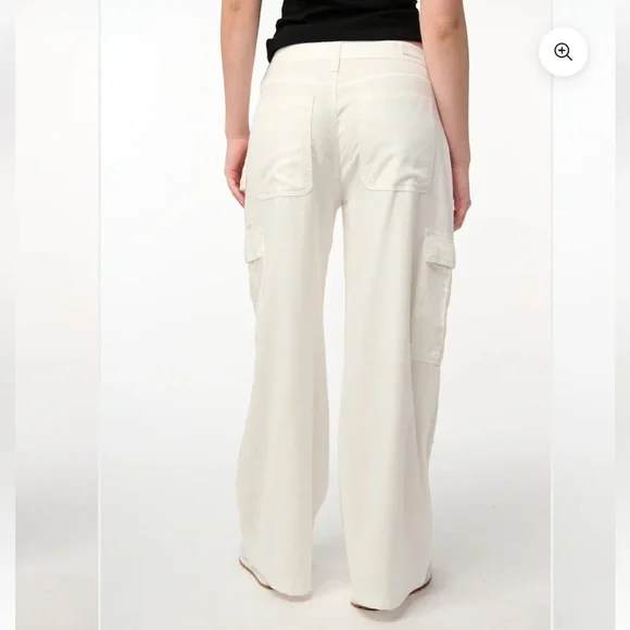 BLANKNYC Baggy White Cargo Utility Cotton Jeans in Milk It NWT - Picture 4 of 7